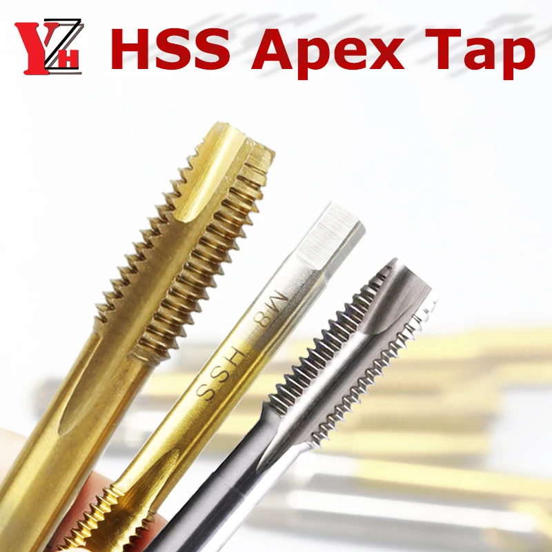 

HSS Apex Tap Titanium Plated Straight Flute Machine Screw For Metal M2 M2.5 M3 M3.5 M4 M6 M8 M10 M12 M14 M16 M18 M20 M24 M27 M30