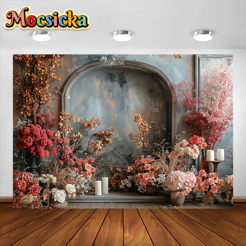 보호 스타일 사진 배경 레트로 꽃 창, 성인 생일 결혼식 출산 초상화 장식 배경, 사진 스튜디오