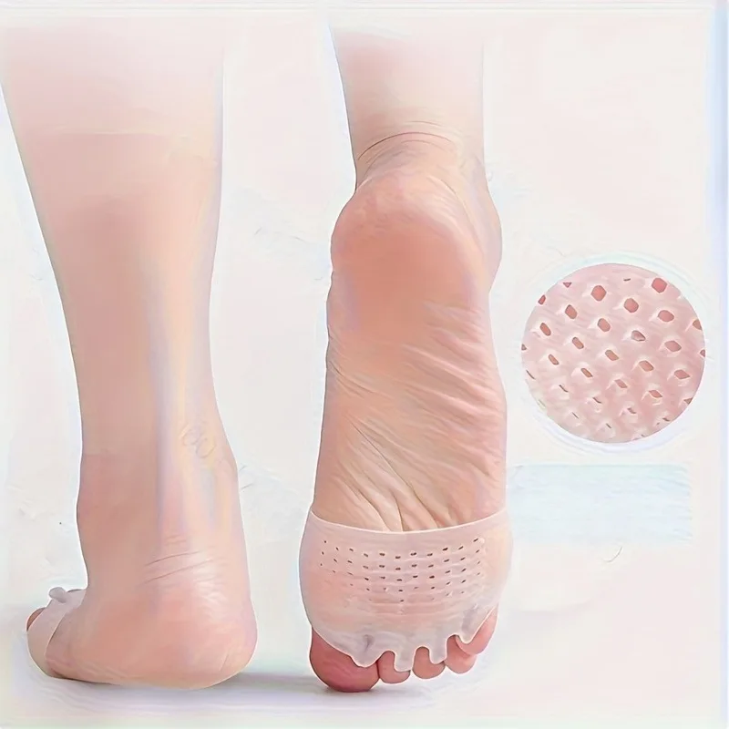 2pcs Silicone Forefoot Pads, 5-Hole Honeycomb Toe Protectors, Non-Slip Secure Fit for Most Women's Summer Shoes