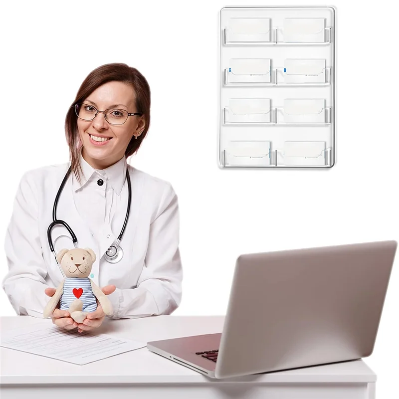 Clear Acrylic Business Card Holder Wall Mount Display Rack Multiple Card Holders Sticker Organizer-AU47