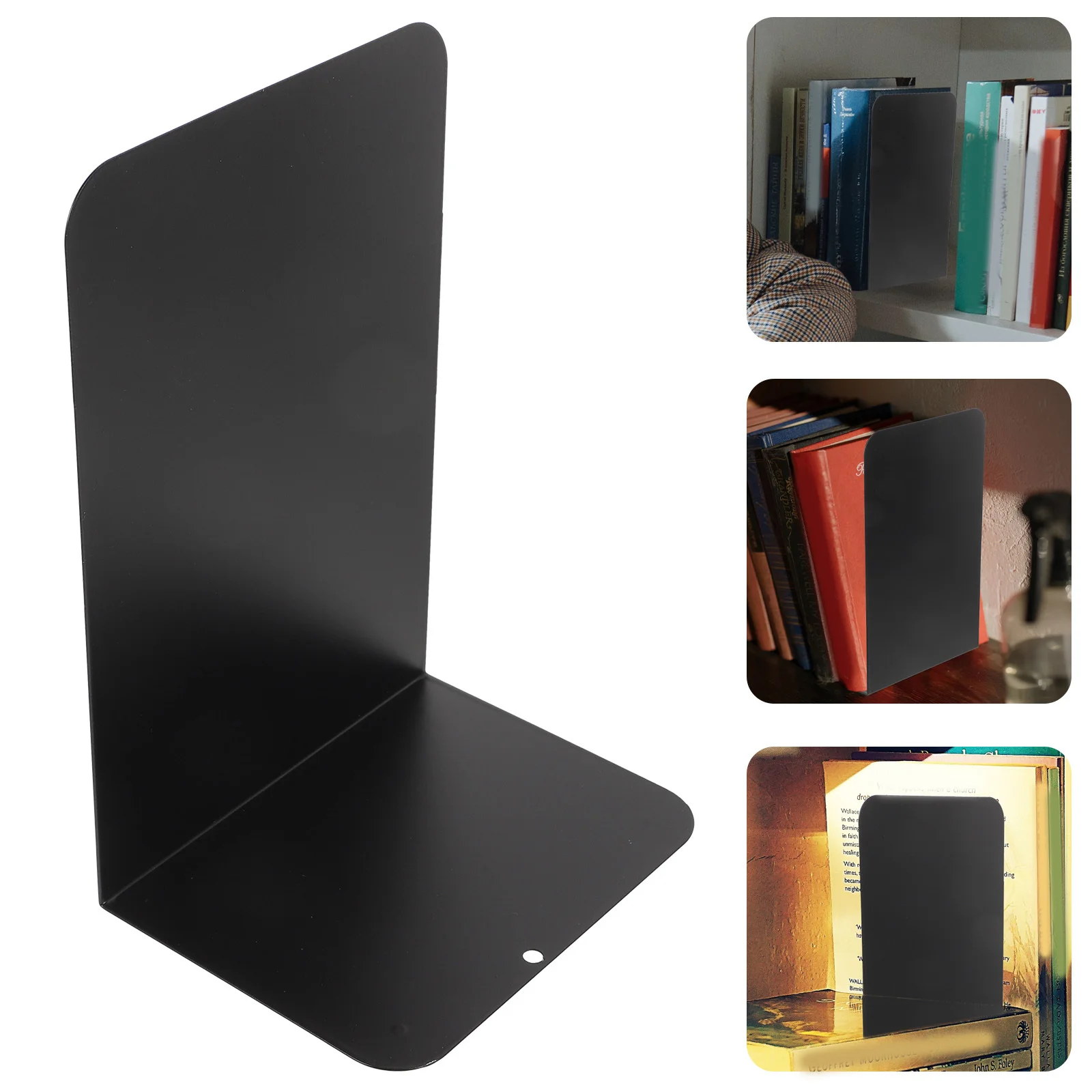 

1Pair Metal Bookends Heavy Duty Modern Design Non-Slip Bottom Secure Organizer for Books Files Magazines Decorative Cool