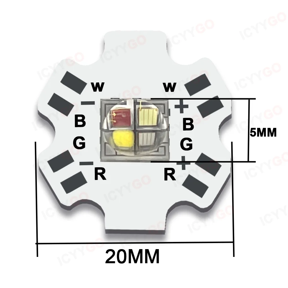 12W RGBW RGBWW 5050 Chip 12W LED SMD High Power Lamp Bead Flashlight/car / Bicycle Light / Floodlight And Other LED Lamps 20MM