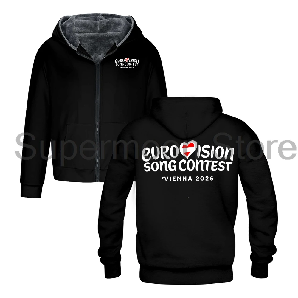 Eurovision Song Contest 2026 Vinenna Logo Outerwear Coat Long Sleeve Zip Up Hoodie Men Women Hooded Jacket Parkas