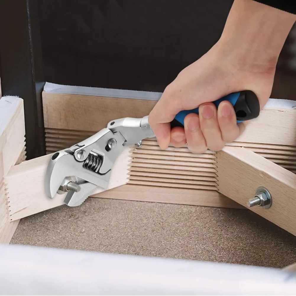 Chiave regolabile 5 in 1 a doppio scopo 180 °   Strumento di riparazione per chiave a puleggia per manutenzione domestica pieghevole con testa tremante