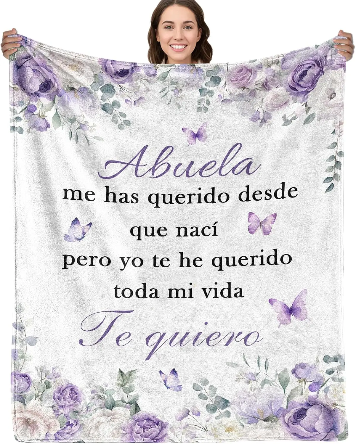 Elegant Floral Throw Blanket Home Decor Cozy Gift Lap Throw for Grandmother Mom Keepsake Spring Autumn Decor