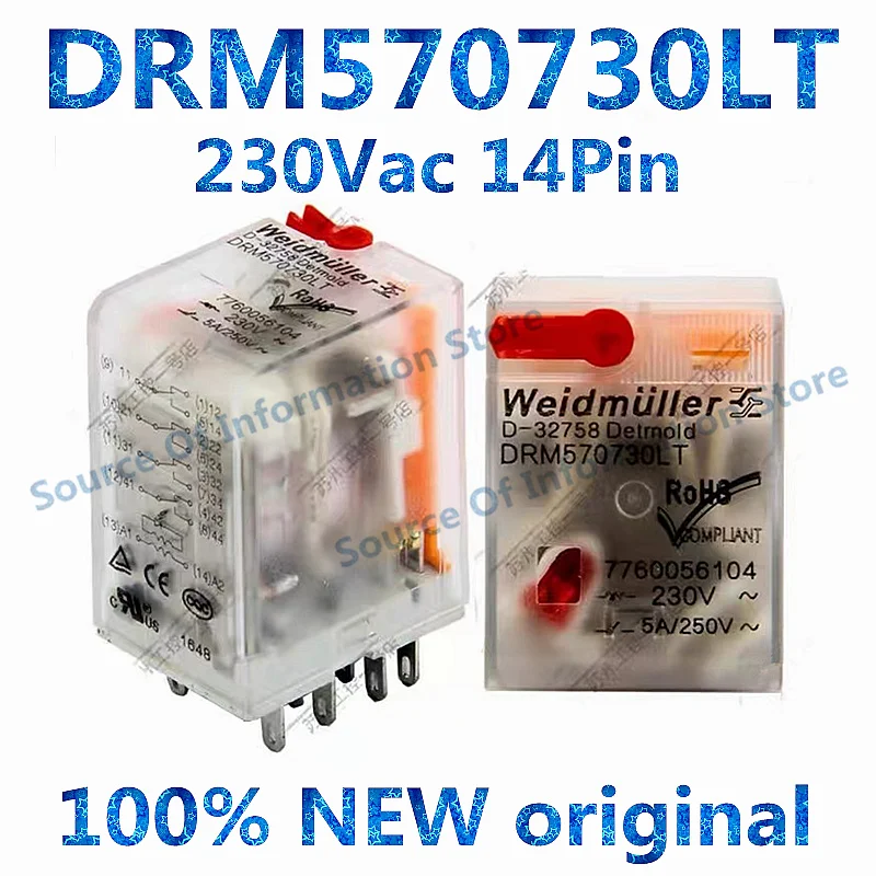 DRM570730LT 230VAC 5A 14Pin Weidmüller Relay 7760056104 - Electronic Component for Industrial Automation