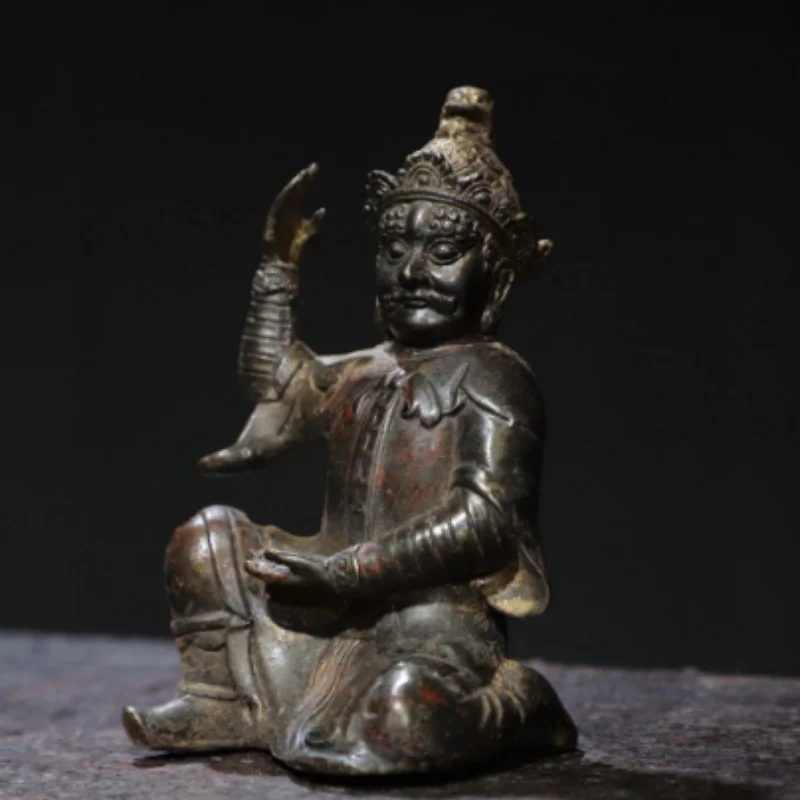 Vintage Bronze Tibetan Dharmapala Buddhist Statue - Wrathful Protector Deity, Home Altar Feng Shui Decor & Spiritual Guardian