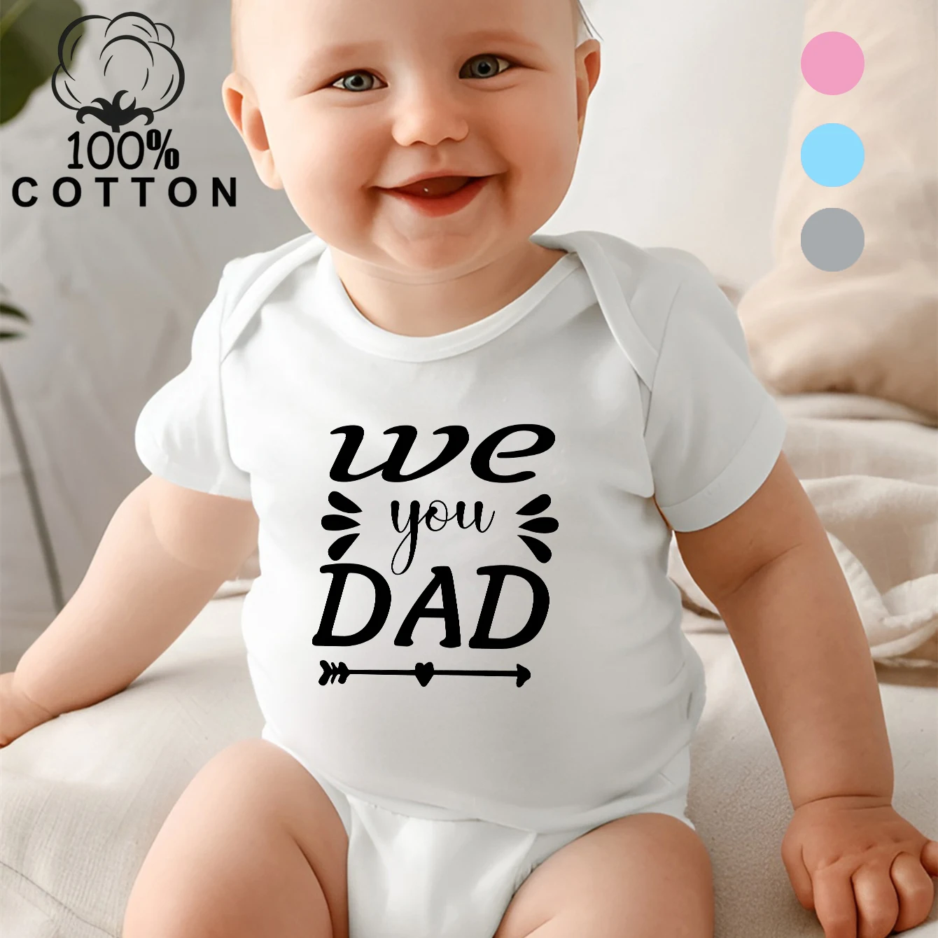 Pure Cotton Onesie Dad Is My Hero/ Happy Day Print Bodysuit Comfortable Cloth for Baby Jumpsuit for 0 To 12 Months Newborn