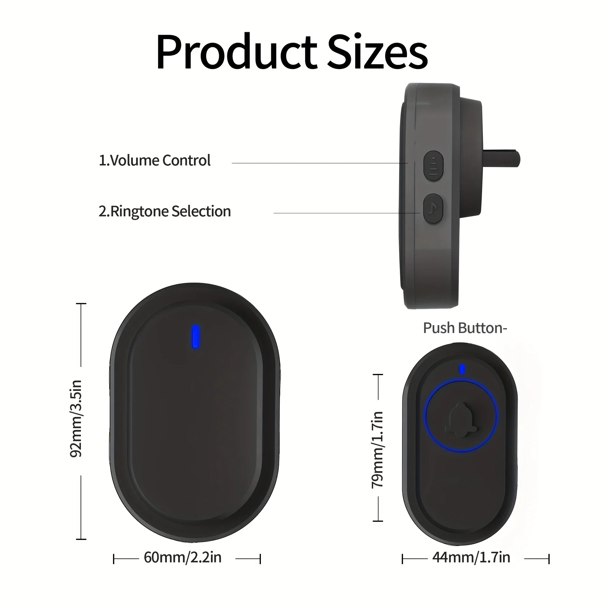 Wireless Doorbell, 39 Melodies 5 Volume Levels & LED Flash for Home Office Kid Room Hearing Impaired