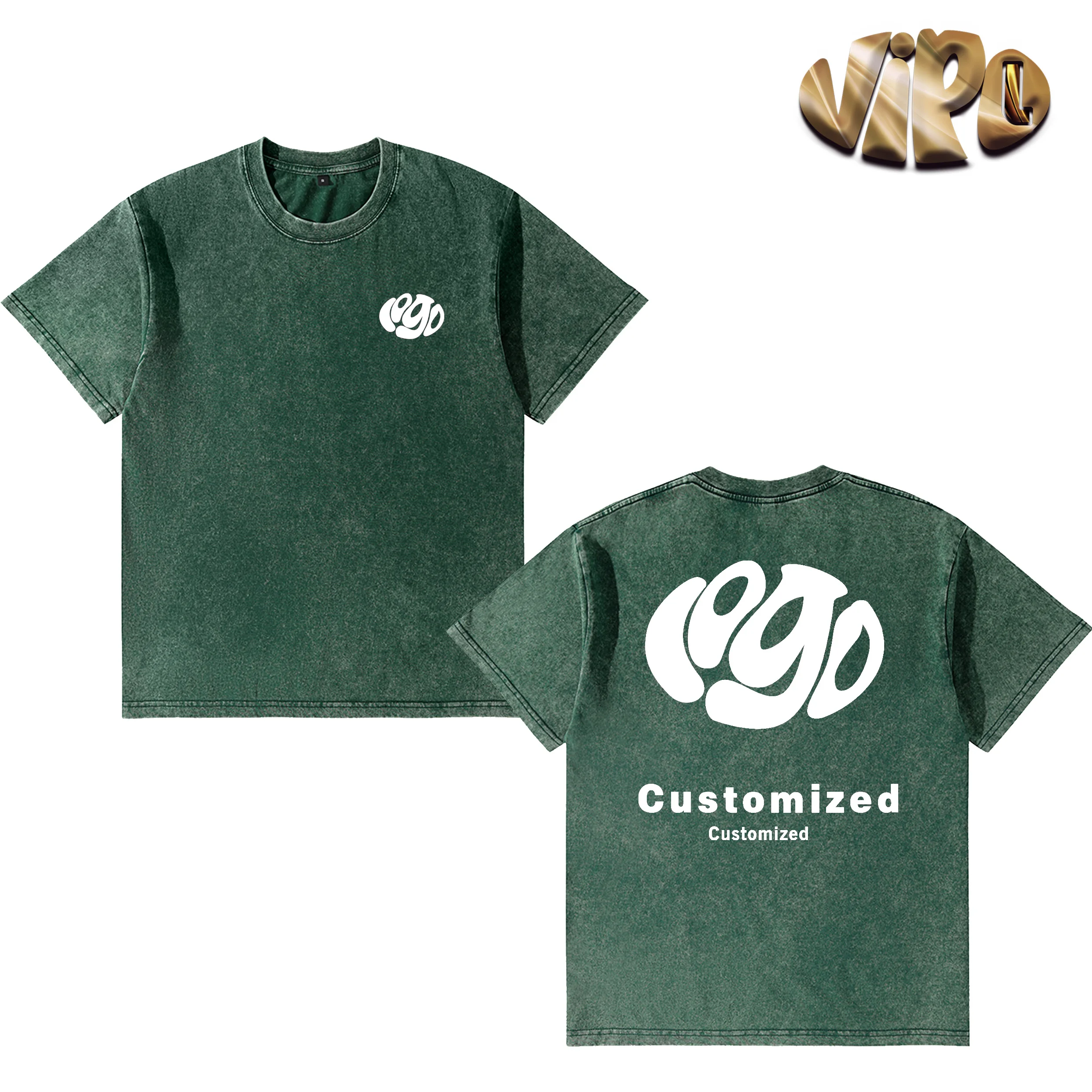 DIY pure cotton 230g washed and used heavy-duty short sleeved round neck T-shirt, advertising shirt, work shirt VIPOL