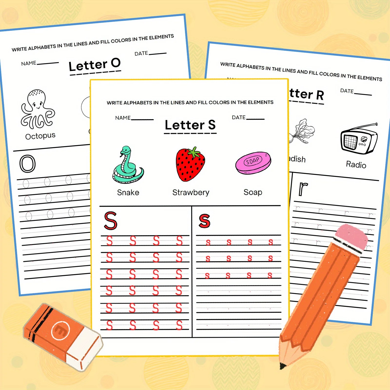 Alphabet Tracing and Vocabulary Workbook for Kids, Learn to Write Letters A to Z with Fun Words and Pictures