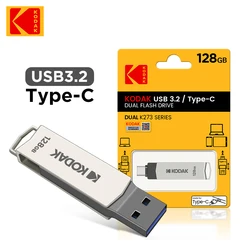 Kodak-Mini Pendrive USB 3,2 tipo C OTG, unidad Flash Dual K273, 128GB, USB 3,0, disco U de Metal para teléfono inteligente, PC, escritorio, portátil, macbook