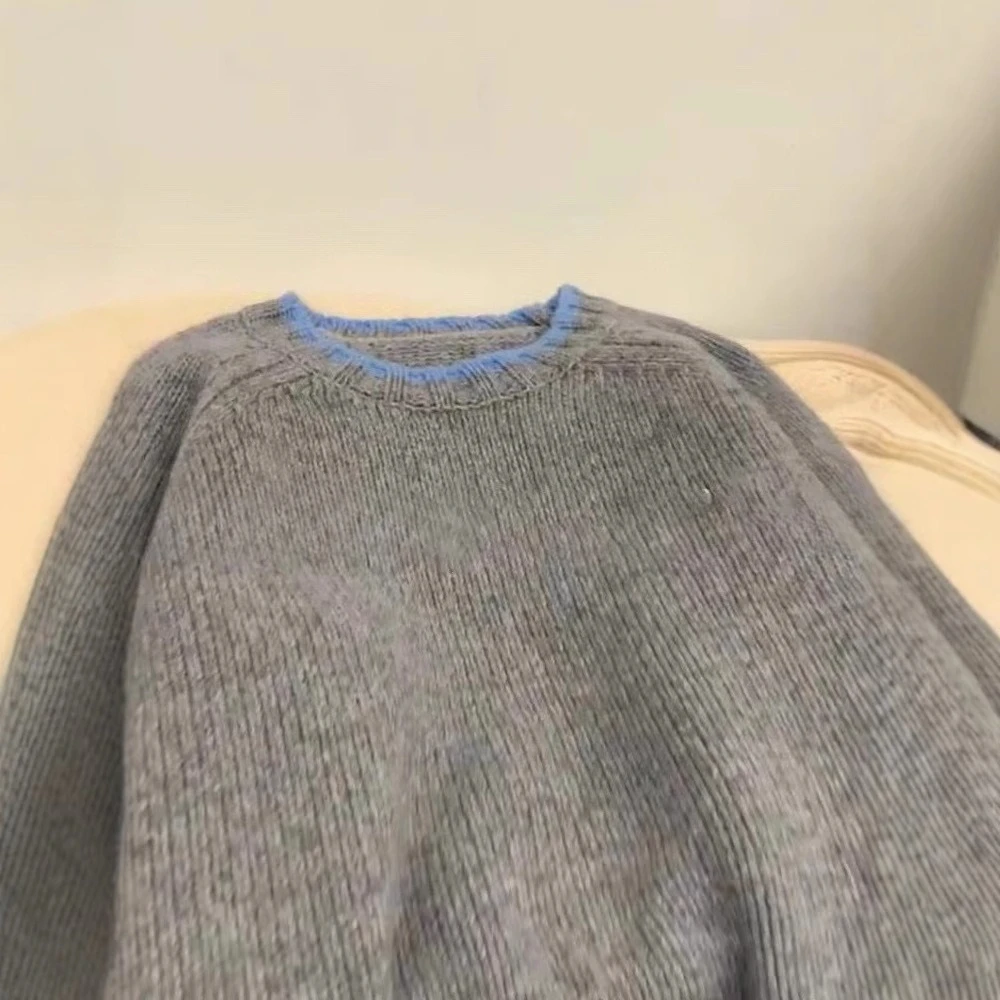 

Мягкий сексуальный кашемировый свитер с круглым вырезом, женский осенне-зимний вязаный шерстяной базовый свитер, короткий толстый свободный свитер, серые теплые топы