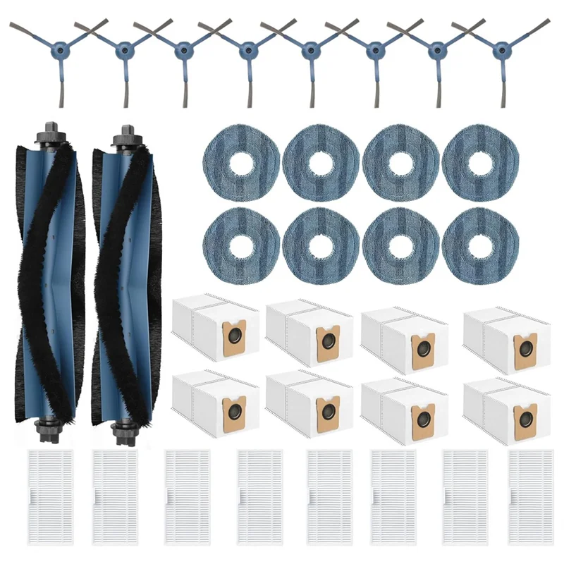 AB43-Für Eufy Omni C20 Ersatzzubehör-Set, Hauptseitenbürste, HEPA-Filter, Wischtuch-Staubbeutel