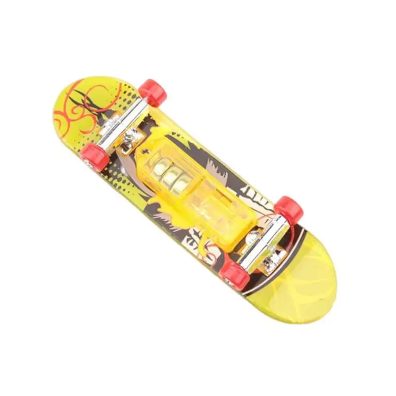 Tiny Light Up Finger Skateboards Skating Toys Alloy Stand Matte Texture Finger Skating Non-slip Portable Finger Toys For Kids