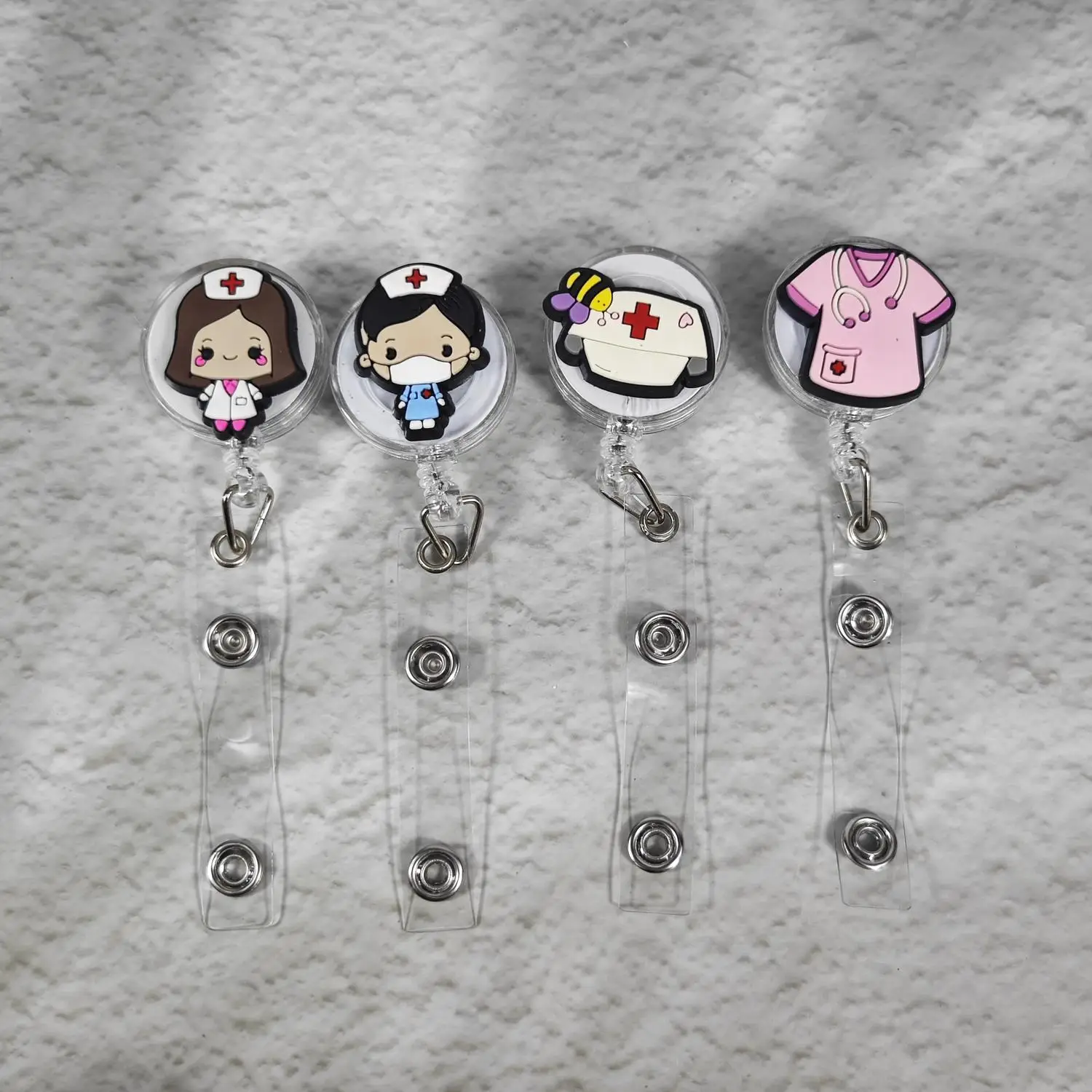 Soft Rubber Medical Series Retractable Badge Reel ID Clip for Clerks Doctors Students Cross-Border Popular Desk Accessories
