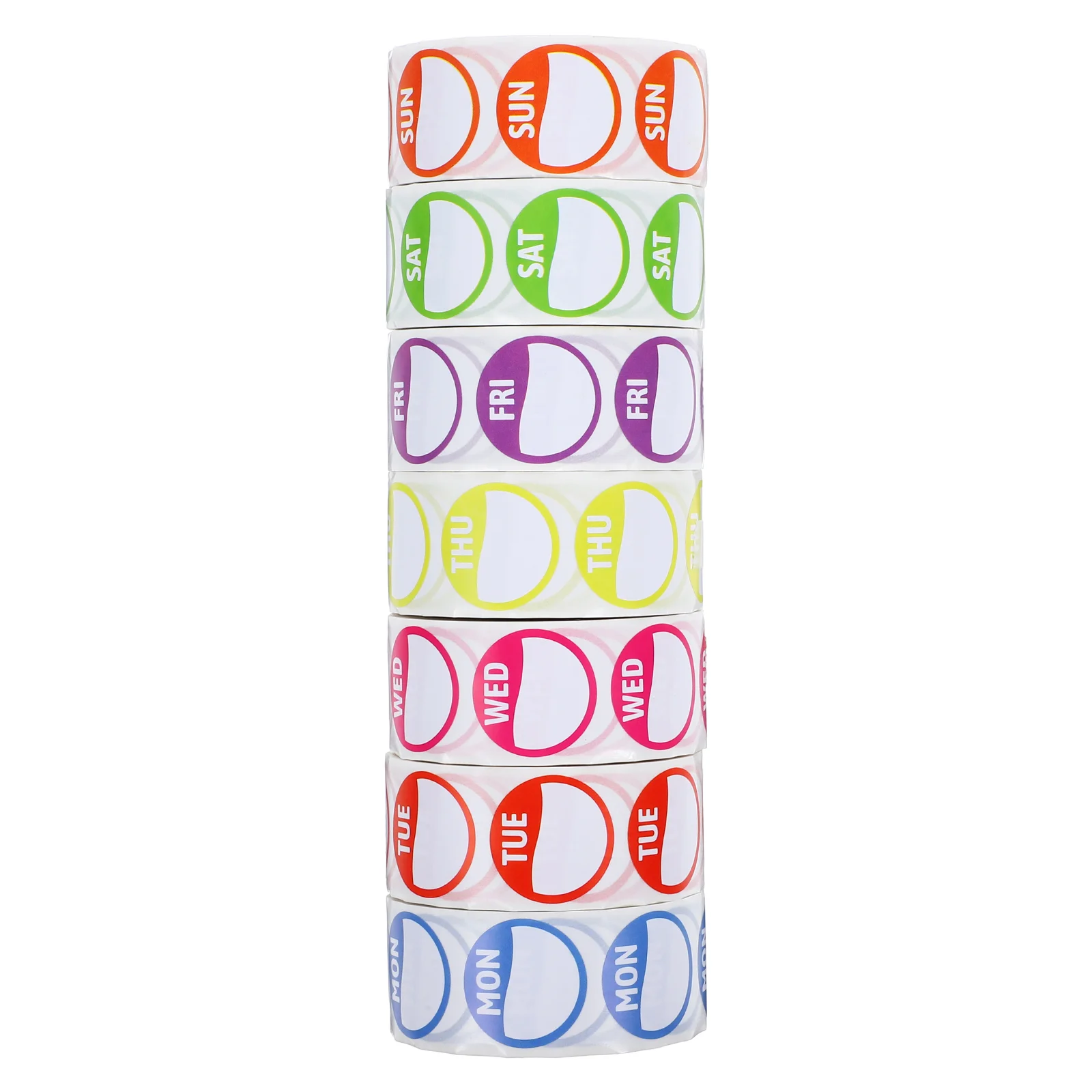 

7 Rolls Date Time Stickers Weekday Colored Adhesive Labels for Restaurant Bakery Inventory Management Clear