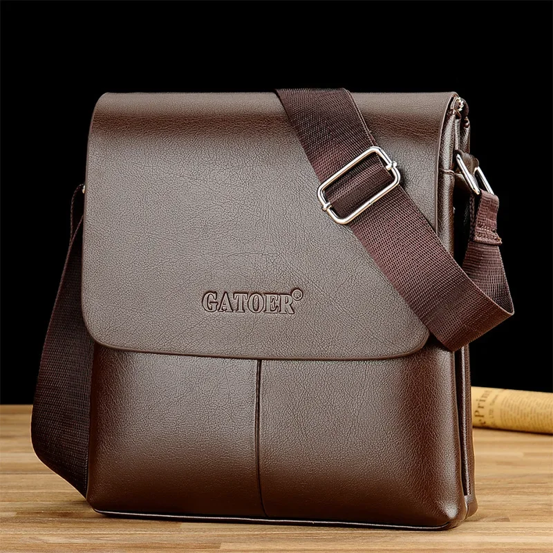 Bolso de hombro de cuero para hombre, bandolera pequeña para el trabajo