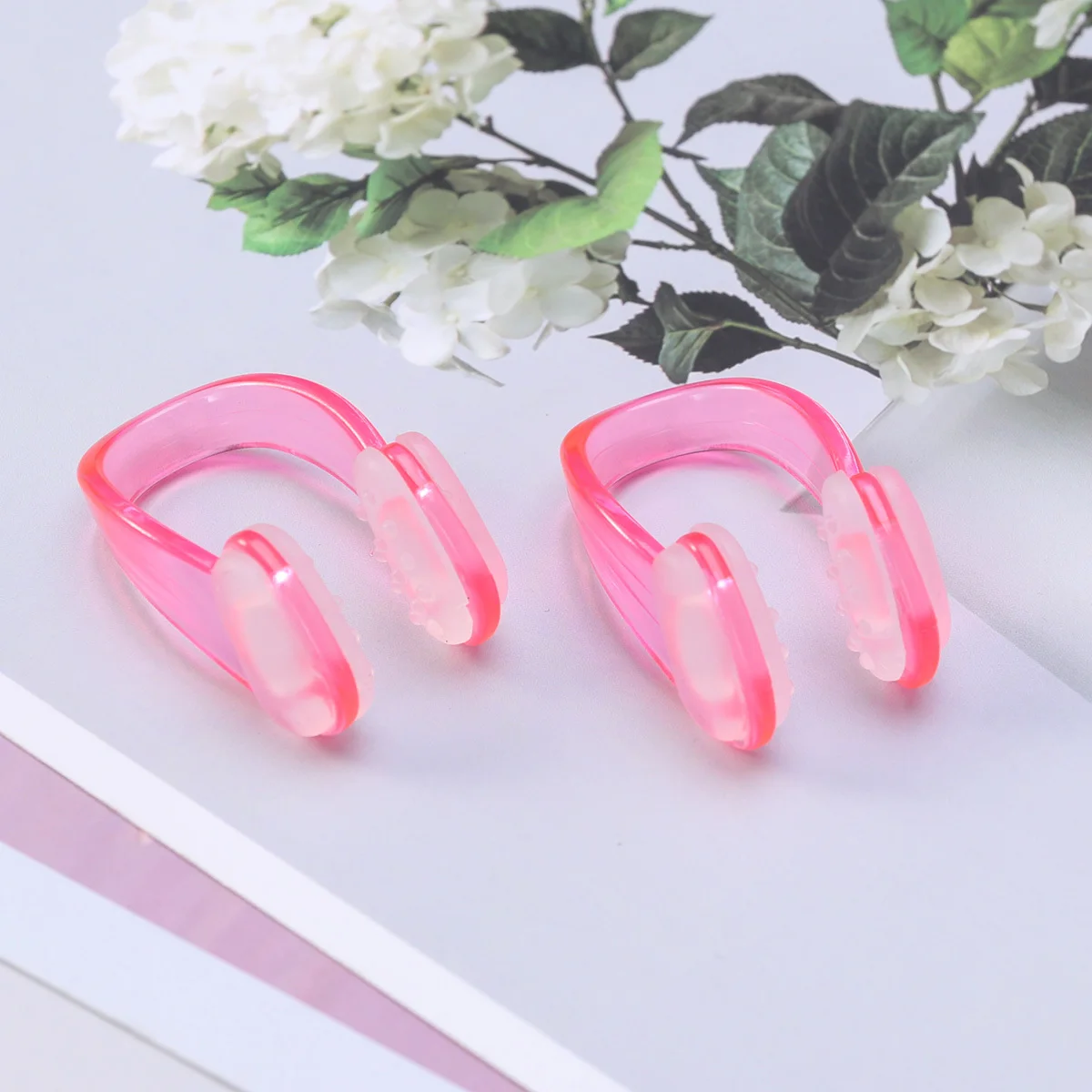 

2Pcs Swimming Nose Clip Nose Protection Tear Resistant Silicone Padded Adult Swimming Nasal Splint Sports Swim Gear Pink