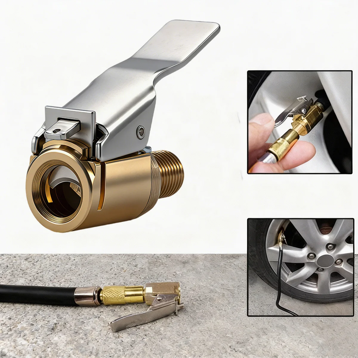 No Leak Tire Air Chuck Locking Clip Adapter for Air Compressor Pump Connect Valve Durable Inflator for Cars Motorcycles Bicycles