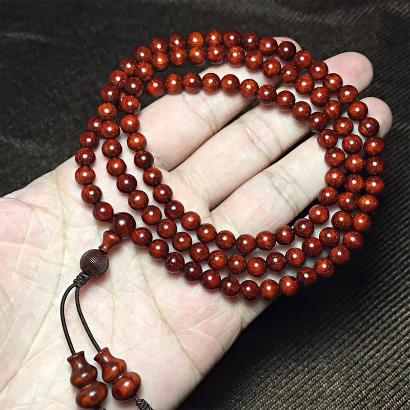 Indian small-leaf rosewood, chicken blood red, 0.6*108 beads, clay base with clean color no impurities, compact and exquisit