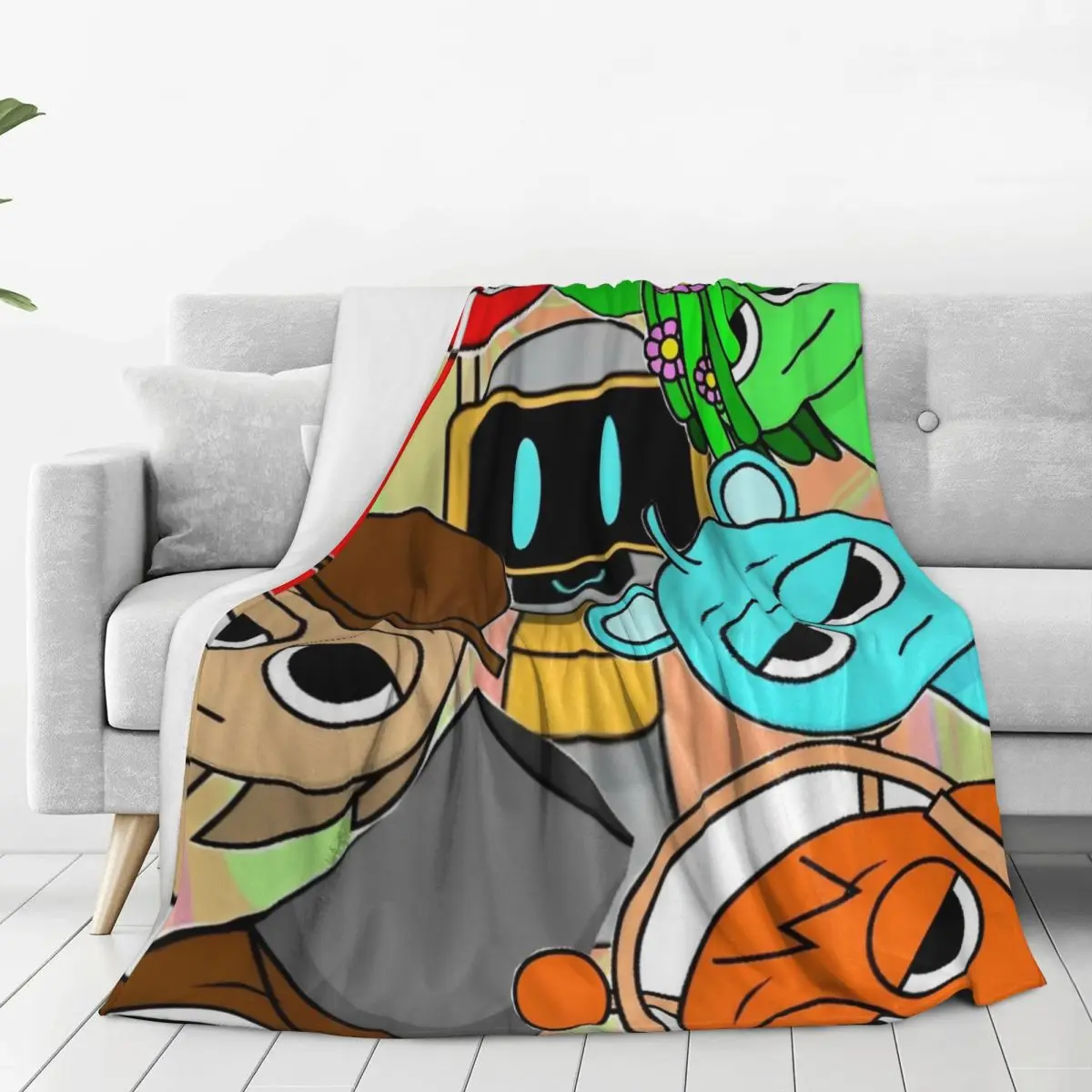 Funny Sprunki Game Bruh Blanket Warm Cozy Fluffy Cartoon Throw Blankets for Couch 50x60 Inch Multi-size Rug Piece