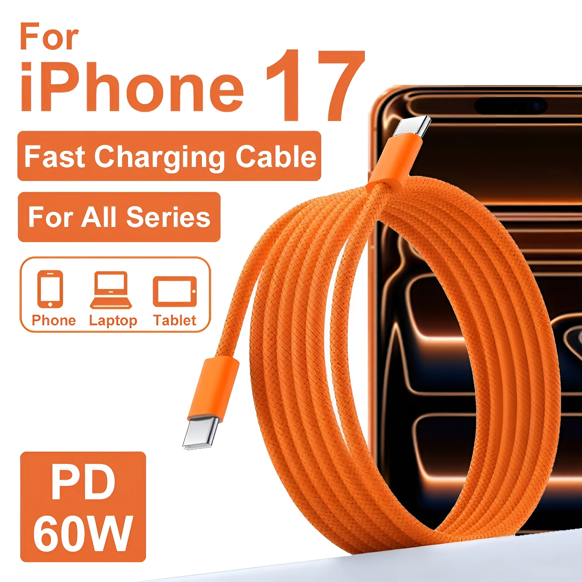 

For iPhone 17 Pro Max Air Fast Charger Cable 60W PD USB C To USB C for Apple IPhone 16 15 Plus Type C Quick Charging Data Line