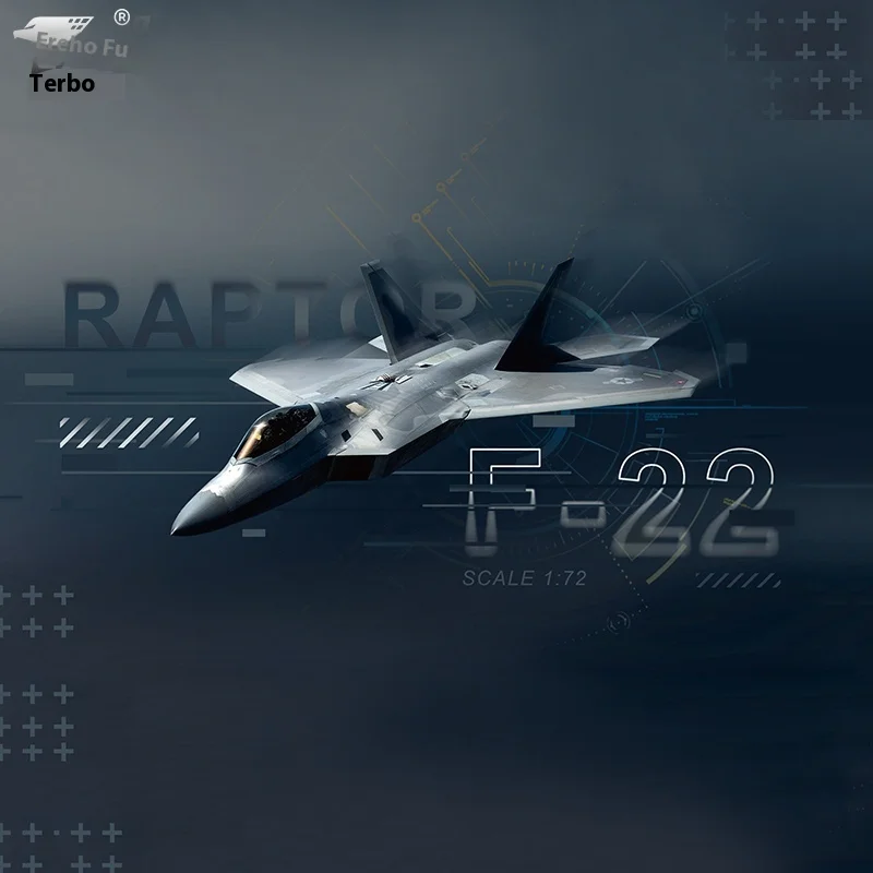 

1:72 модель Terbo F22 из сплава F-22 Raptor, модель самолета-невидимки, имитация истребителя, военная периферийная авиационная модель