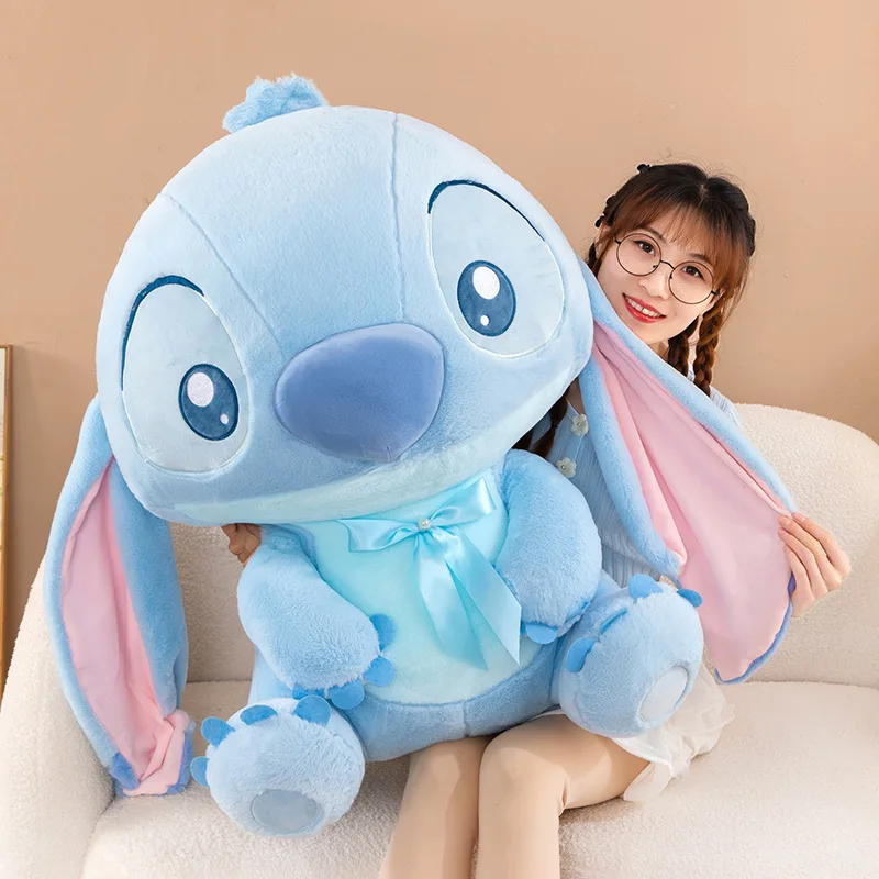 Disney Lilo & Stitch Plüschtiere, blaue Fliege, Kawaii-Anime-Plüschpuppen, Stitch, weich gefüllt, 25–85 cm, Geburtstagsgeschenke für Kinder