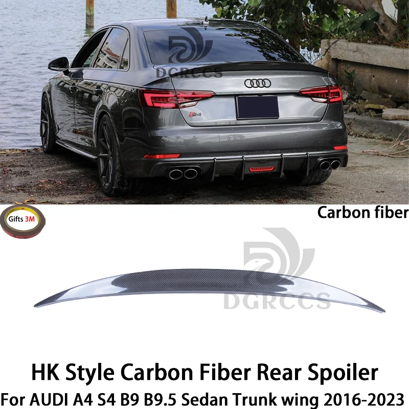 

Для AUDI A4 S4 B9 B9.5 Седан HK Стиль Углеродное волокно Задний спойлер Крыло багажника 2016-2025 Углеродное волокно Сотовый карбон