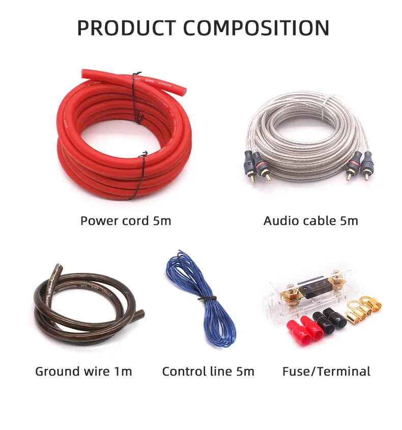 high quality factory K-382 Car Audio Accessory 2GA CCA Car Audio power Amplifier Installation Kit