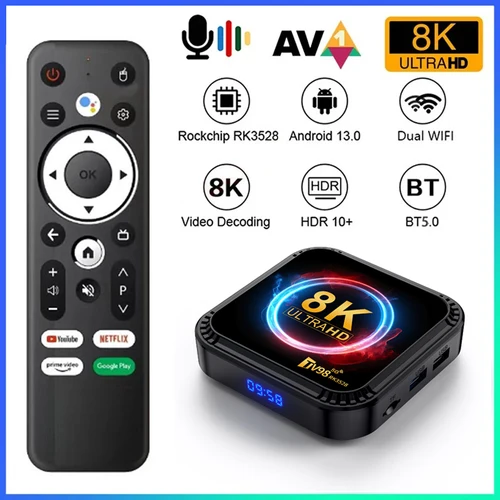 TV98 RK3528 TV Box Ultra HD 8K Smart TV Box Android 13 4GB 32GB 64GB Wifi Dual BT5.0 4G 5G reproductor multimedia remoto por voz decodificador