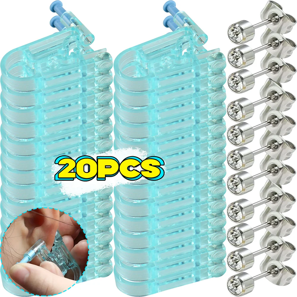 

20/1PCS Blue Ear Piercing Gun Kit Asepsis Disposable Healthy Safety Earring Piercer Tool Machine Kit Studs Nose Lip Body Jewelry