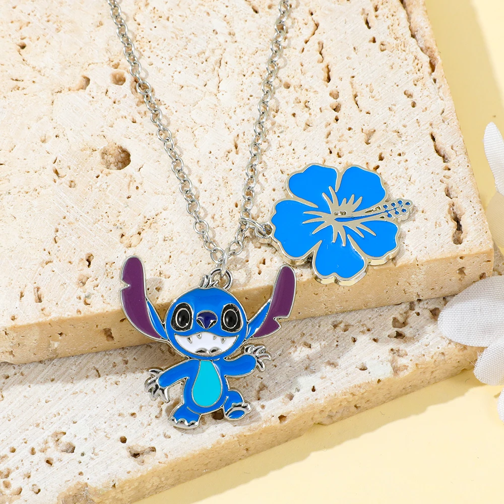 قلادة شخصية ديزني ليلو آند ستيتش أنمي - إكسسوار مجوهرات رائع ولطيف للفتيات والفتيان هدية عصرية #4