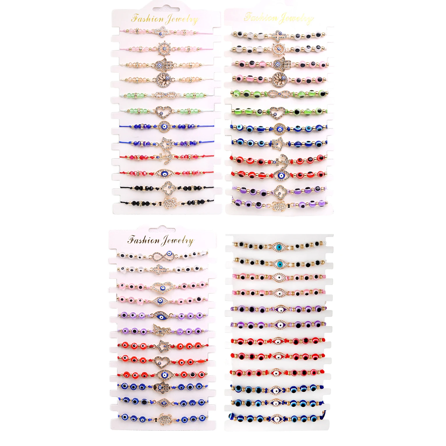 12 Pcs/Lot Lucky Multicolor Glass Seed Beads Evil Eye Charm Bracelet Women Wholesale Zinc Alloy Infinity Love Jewelry Present