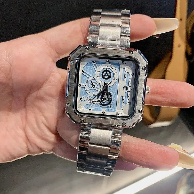 New Stainless Steel Strap Women'S Square Watch, Elegant And Stylish, With Calendar Function, Simple And Retro Design.