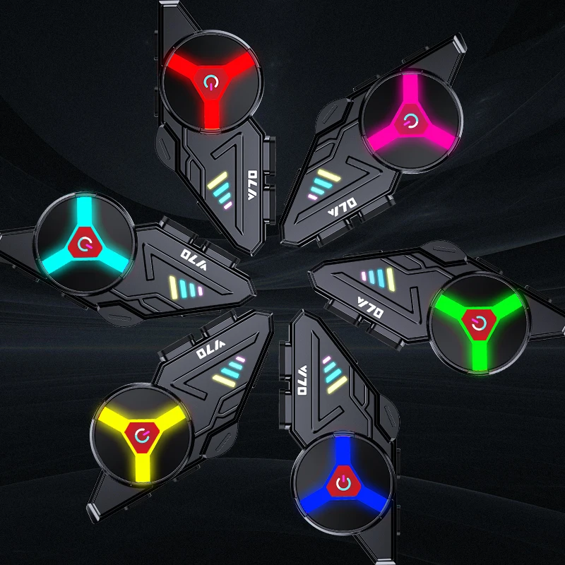 Y70 Motorcycle Helmet Bluetooth Intercom Triangle RGB Light Moto Headset Waterproof FM Radio Wind Noise Reduction Mic