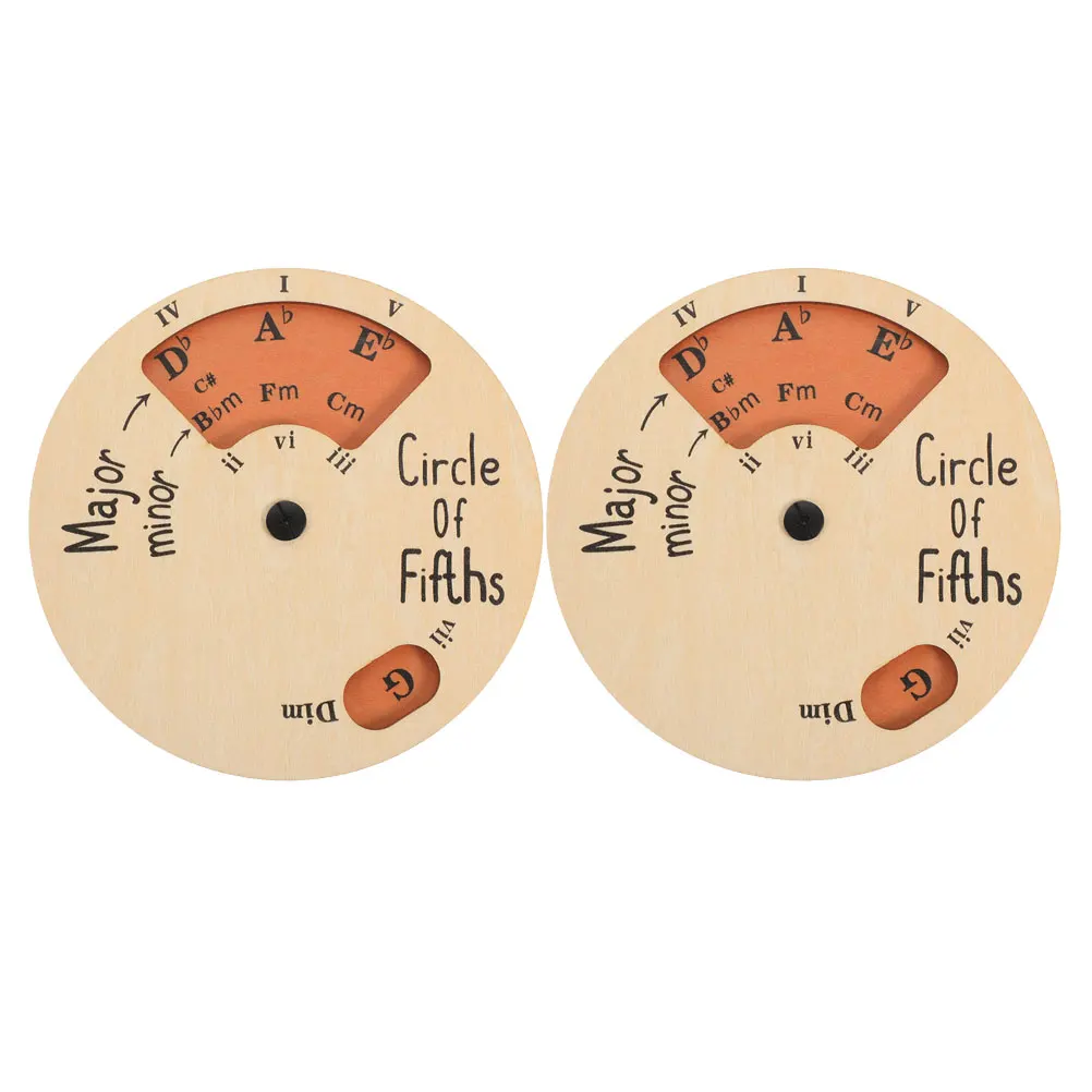 

2Pcs Circle Of Fifths Wooden Melody Tools Instrument Wheel For Musicians Brown Small Desk Accessories Guitar Parts