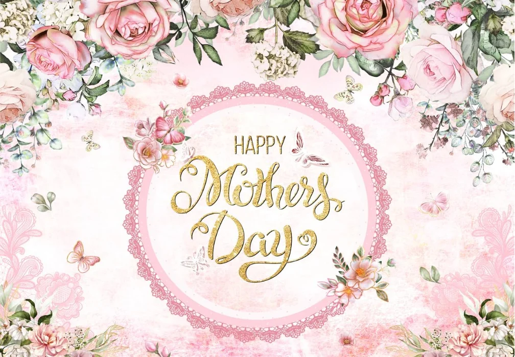 Happy Mother's Day Backdrop Pink Flower Mother's Day Party Decorations Backdrop Mother's Day Interior Decor Supplies Banner