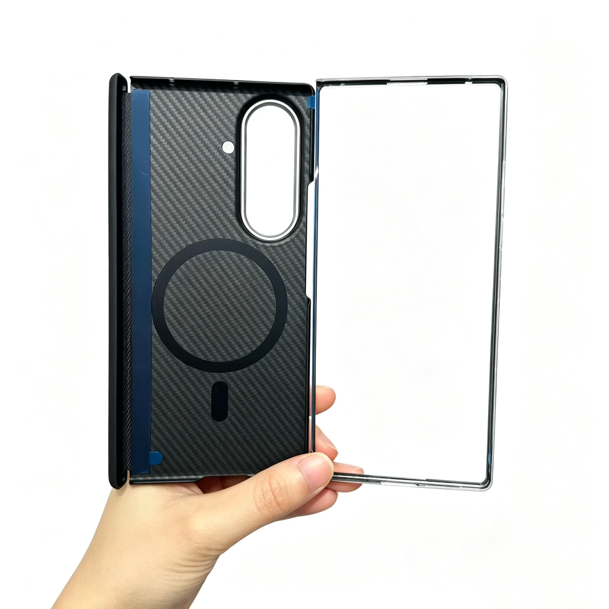 600D Fine Grain Carbon Fiber Shell for Samsung Galaxy Z Fold 8 7 Aramid Carbon Fiber Magnetic Shell Ultra-Thin Lightweight Armor