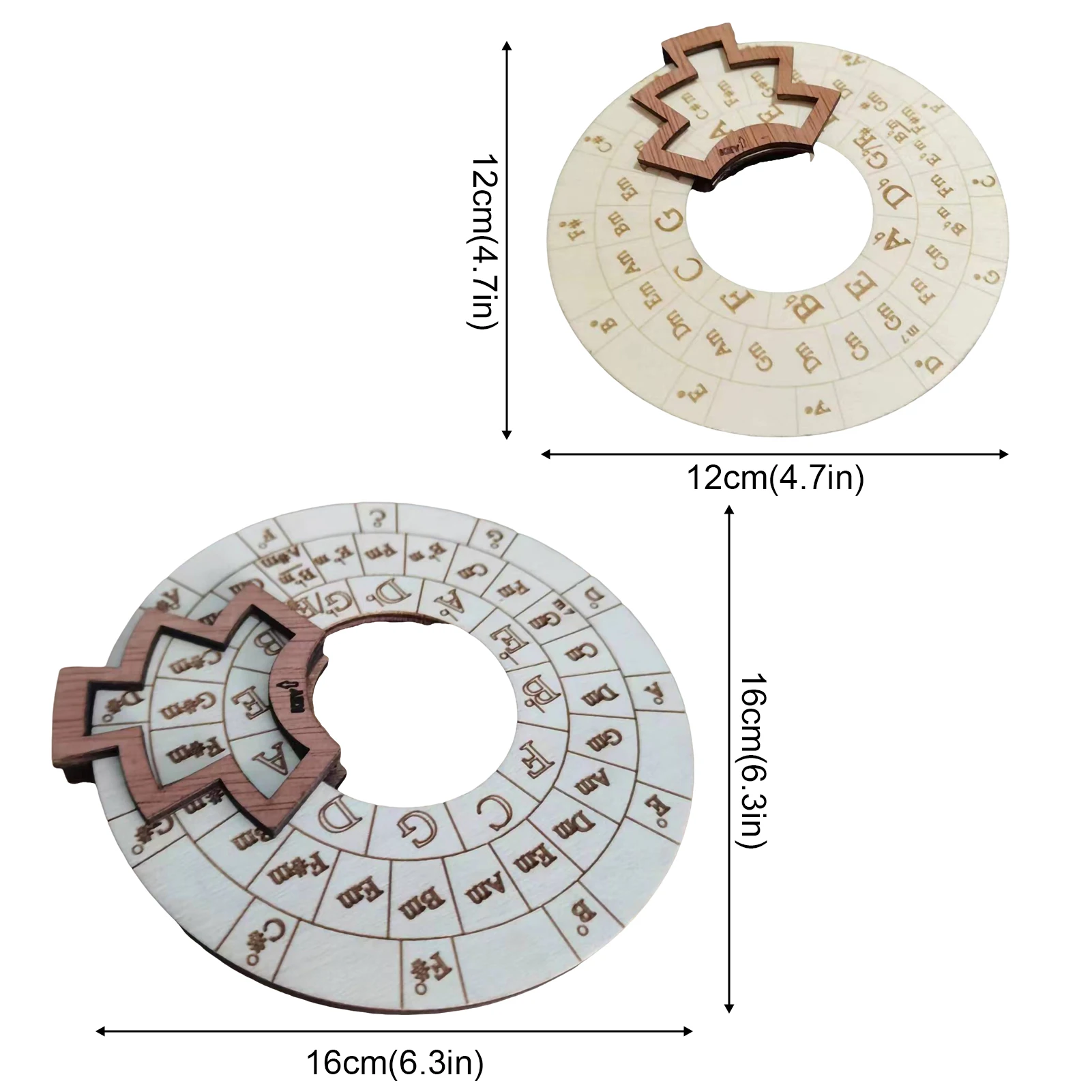 Circle of Fifths Wheel Wood Chord Tools, Circle Wheel Expand Playing, AV Song Writing and Music Chords, Exploration Have ista