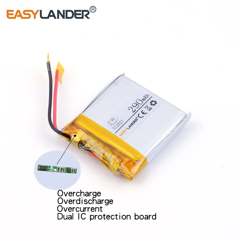 10 шт./лот 3,7 В 290 мАч 502823   Литий-ионная литий-полимерная аккумуляторная батарея для Mp3 PAD DVD, электронной книги, Bluetooth-гарнитуры