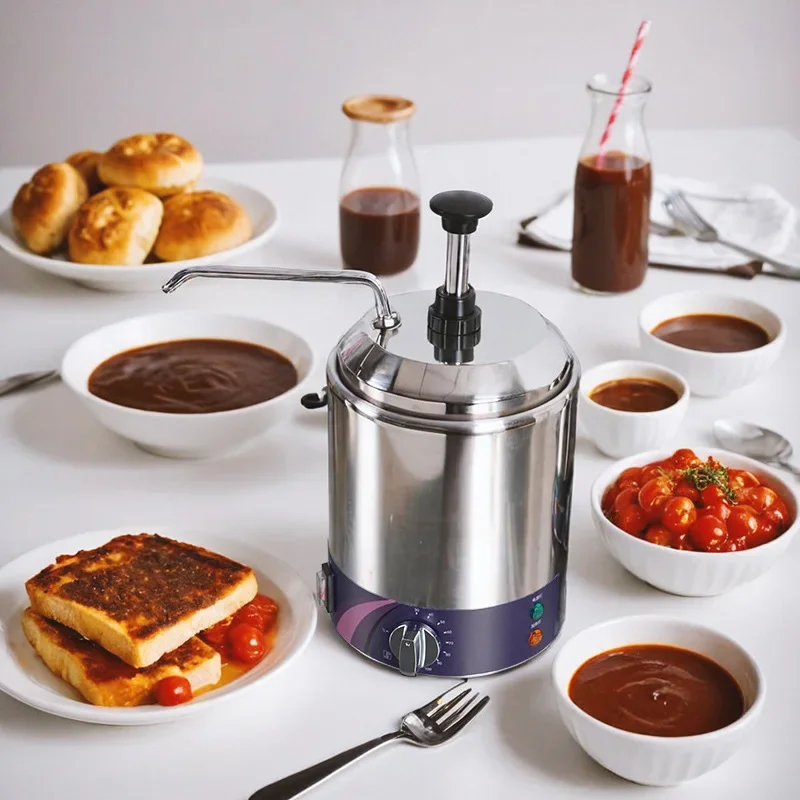 2.5L Commercial Sauce-Heating and Pumping Machine, Single-Head Sauce Warmer, Standard Dosing, Stainless Steel Insulated Pot