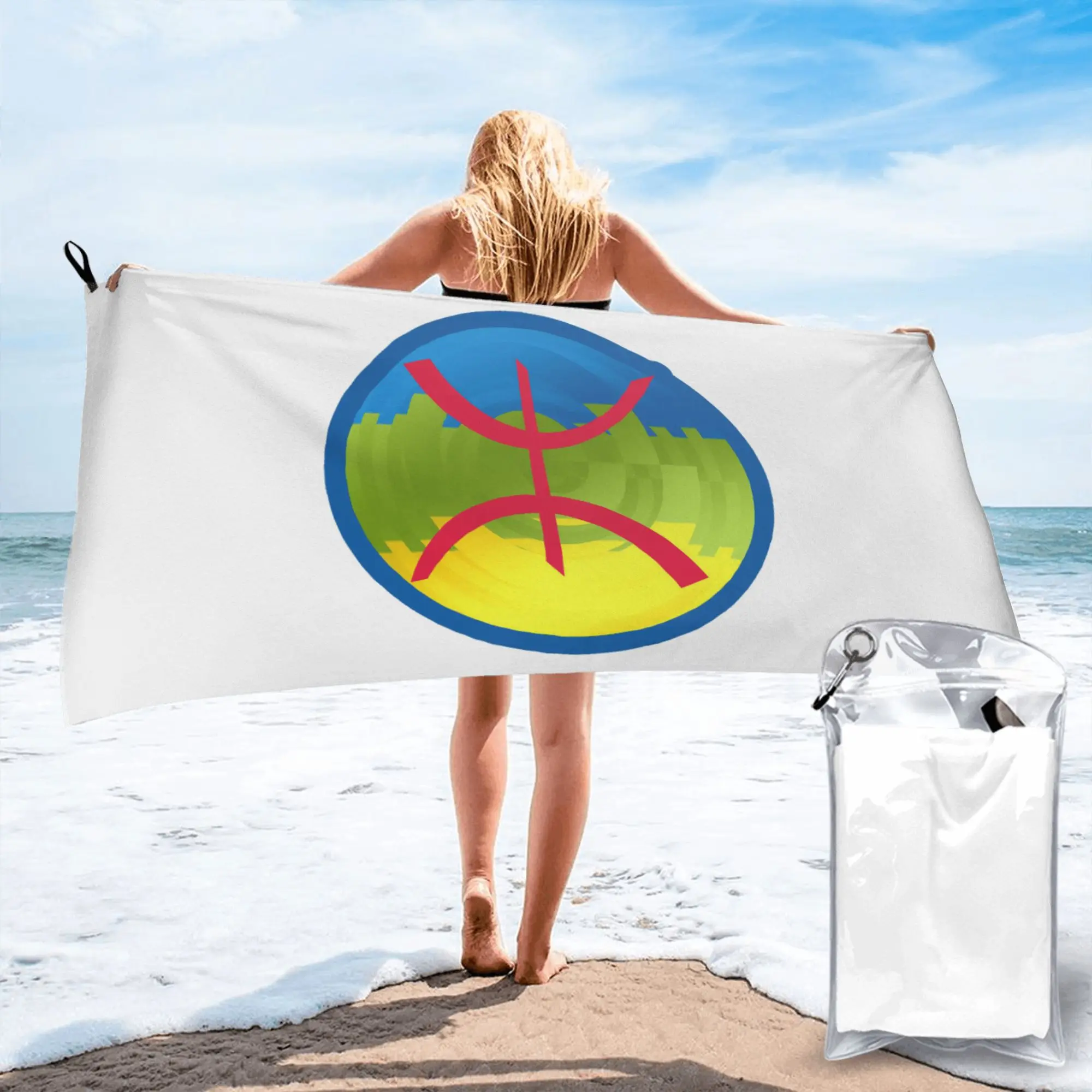 

Пляжное полотенце с флагом берберов Кабил и Амазигов, мягкое, из микрофибры, быстросохнущее, впитывающее, для альпинизма