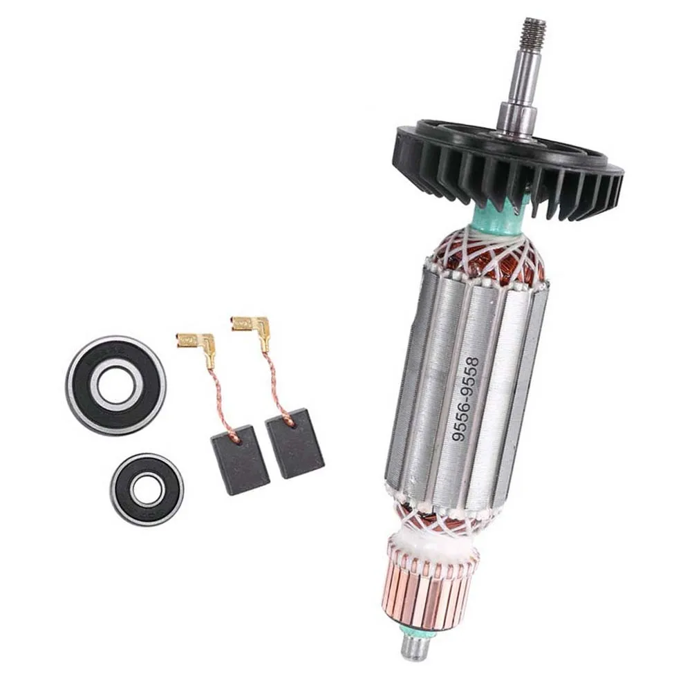 

1set 220V-240V Anchor Rotor 2pcs Carbon Brushes With Bearings For 9557HN 9557NB 9558HN 9558NB 9556N Anchor 515613-9 Parts Kit