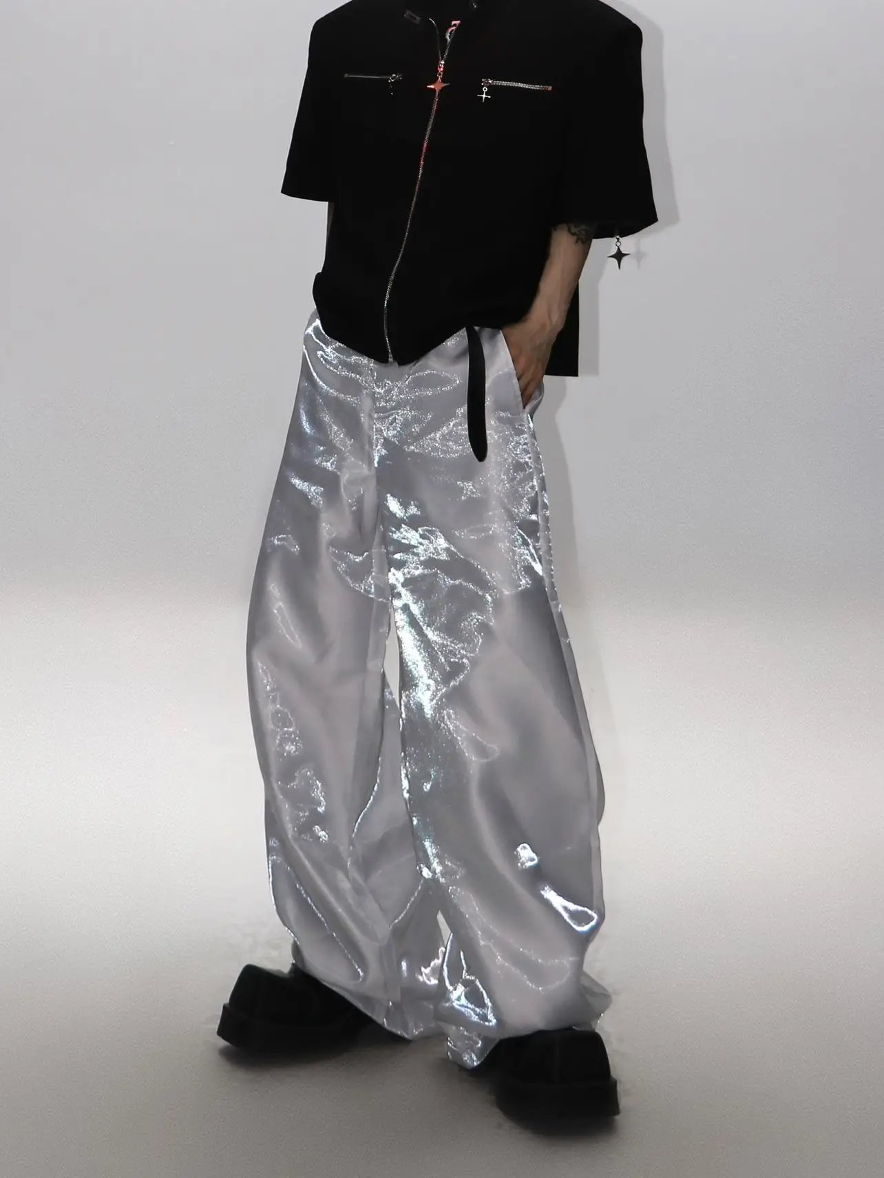 2026 Autumn New High-end Light-sensitive Drape Trousers Loose Trousers Straight-leg Trousers
