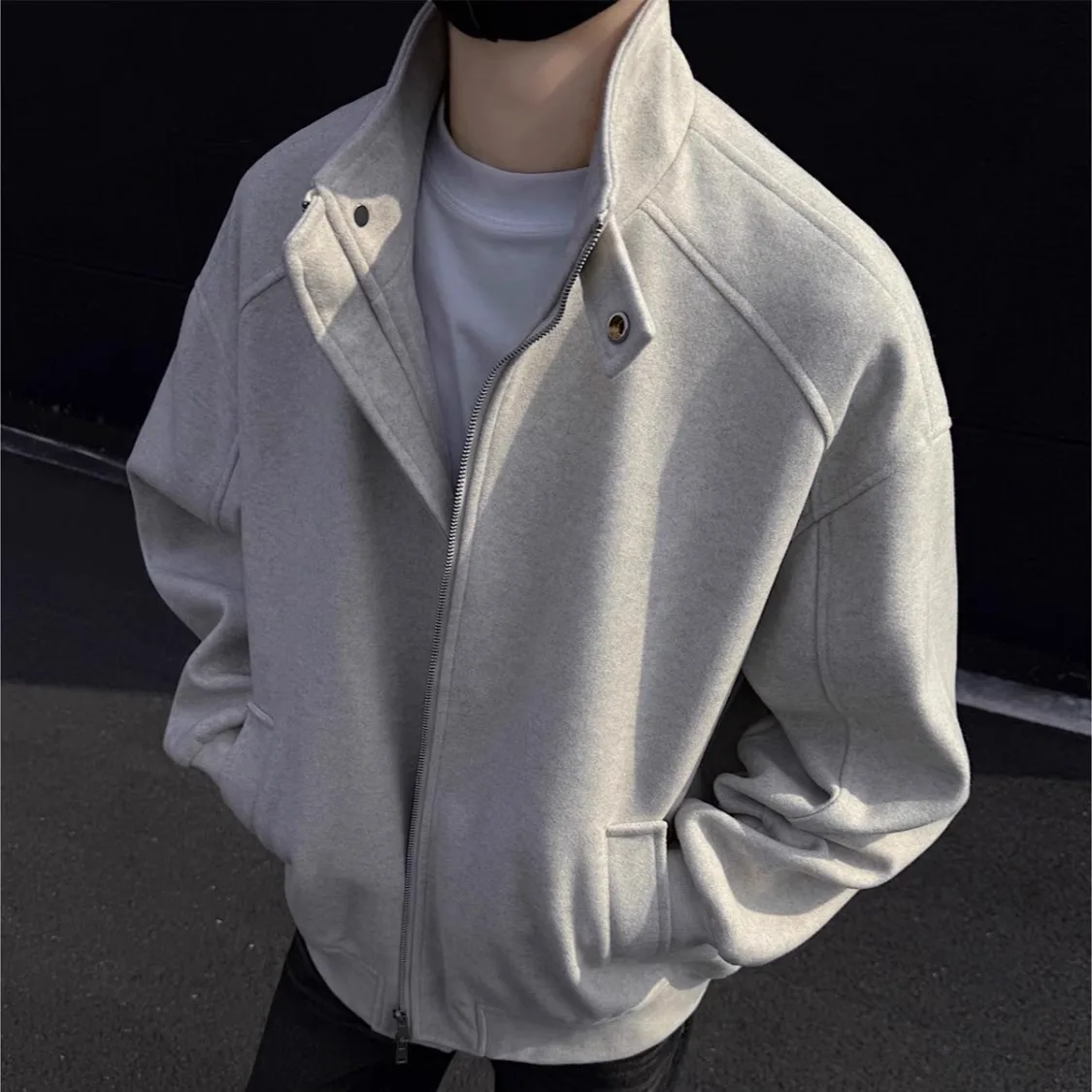 

Толстовка с воротником-молнией в стиле ретро в американском стиле, мужская весенне-осенняя легкая универсальная спортивная куртка, повседневная верхняя одежда