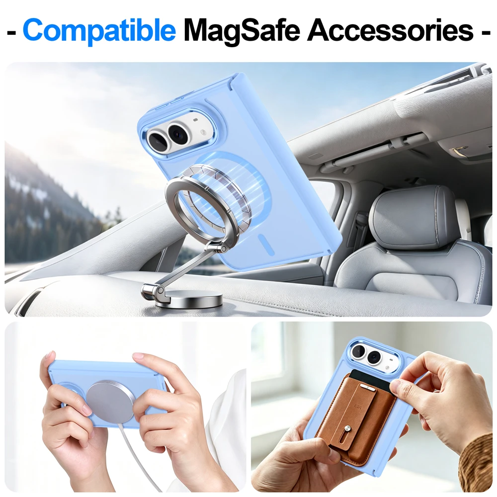 Luxury Matte Magnetic Charge Phone Case For iPhone Duo For Magsafe Skin Feel Translucent Shockproof Fold Cover Funda