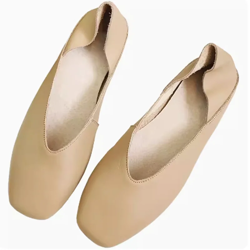 New 2024 Spring Shoes Women Flats Top Quality Flat Shoes Genuien Leather Loafers Square Toe Casual Shoes Ballet Flat Big Size 40