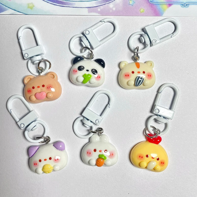 New Creative Giant Panda Holding Bamboo Car Keychain, Sweet and Soft Cute Cartoon Pendant, Best Friend Couple Gift Cut Keychain